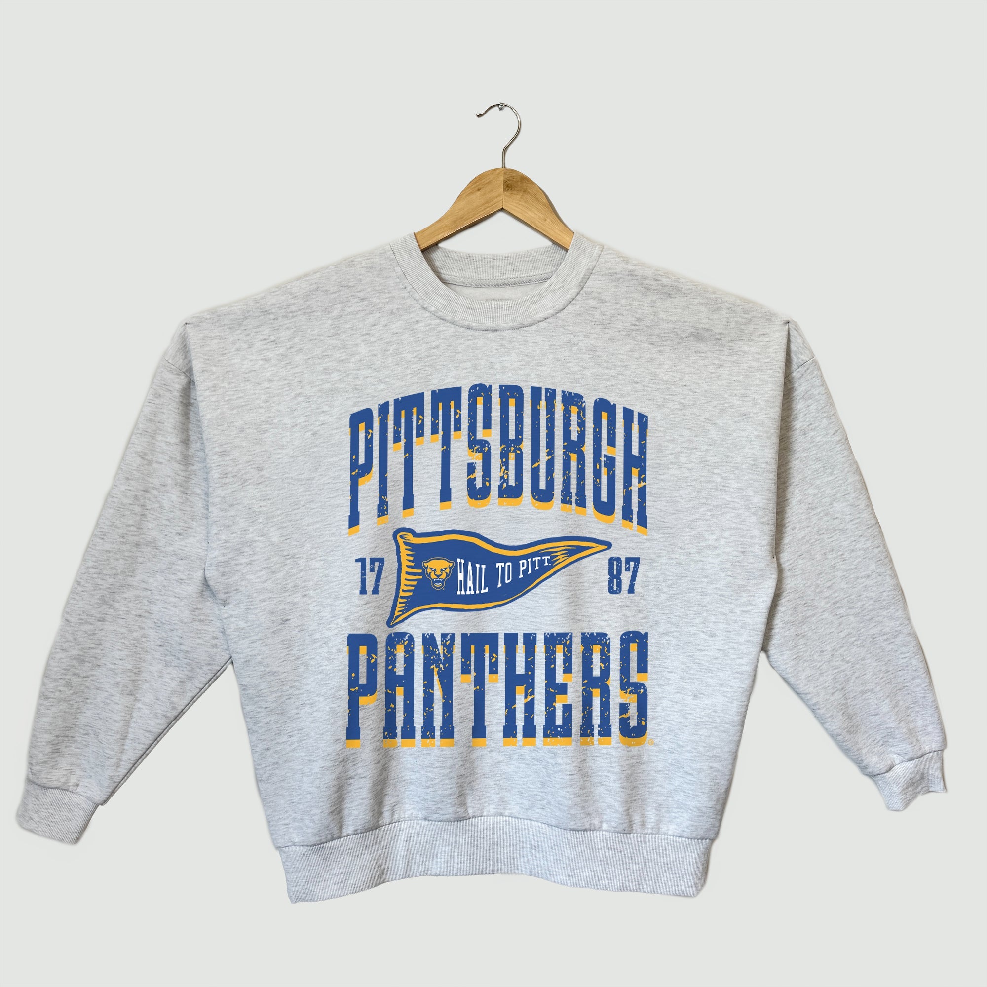 PITTSBURGH PANTHERS PENNANT PRIDE PREMIUM FLEECE DROP SHOULDER CREWNECK PULLOVER