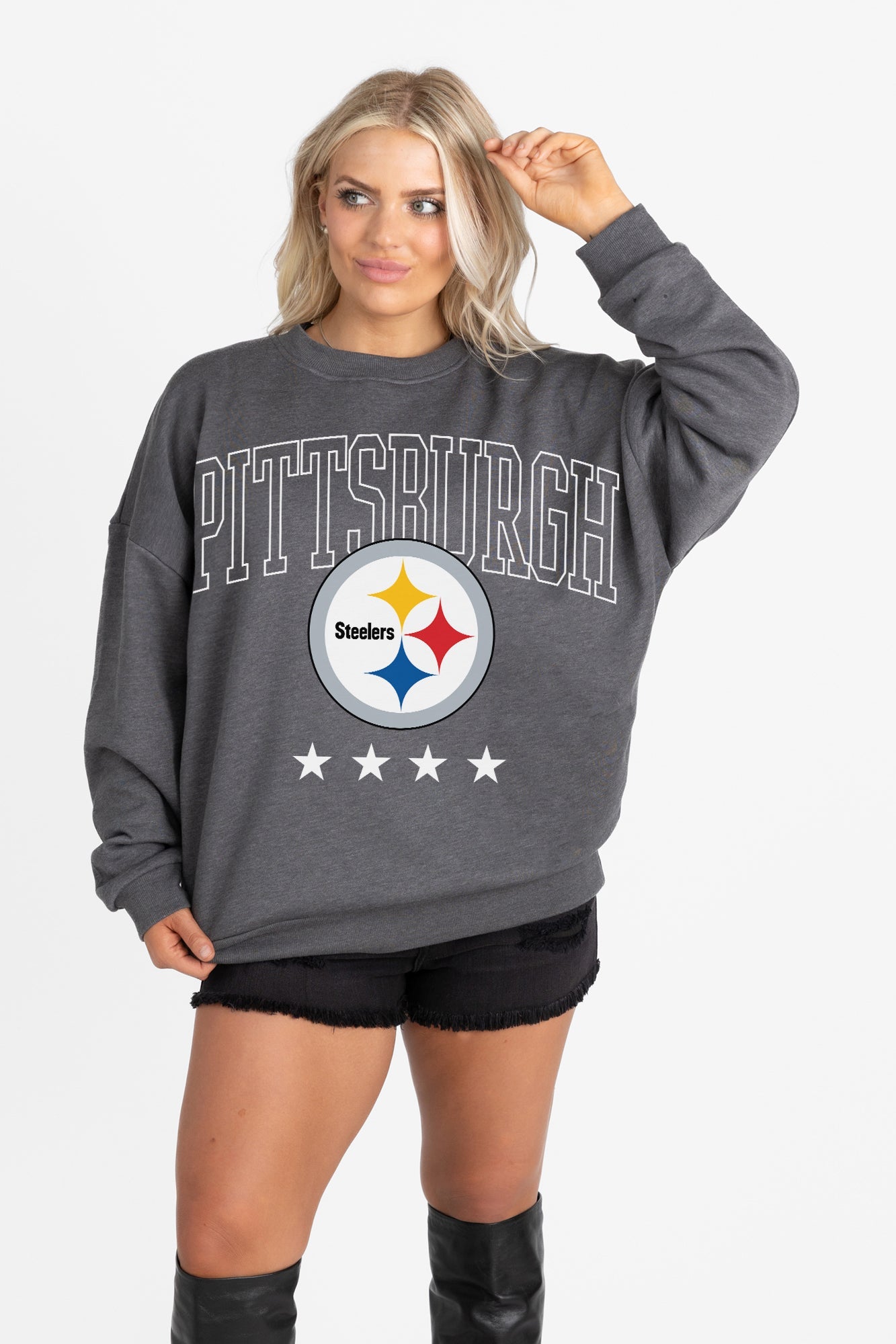PITTSBURGH STEELERS RISING STAR PREMIUM FLEECE CREWNECK PULLOVER