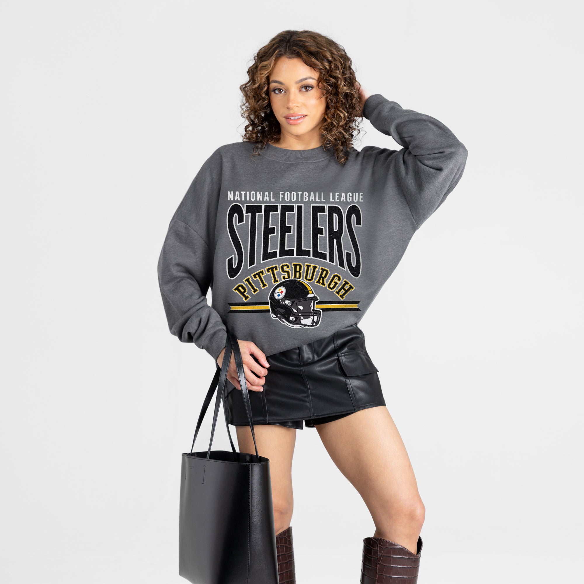 PITTSBURGH STEELERS KICKOFF CLASSIC PREMIUM FLEECE DROP SHOULDER CREWNECK PULLOVER