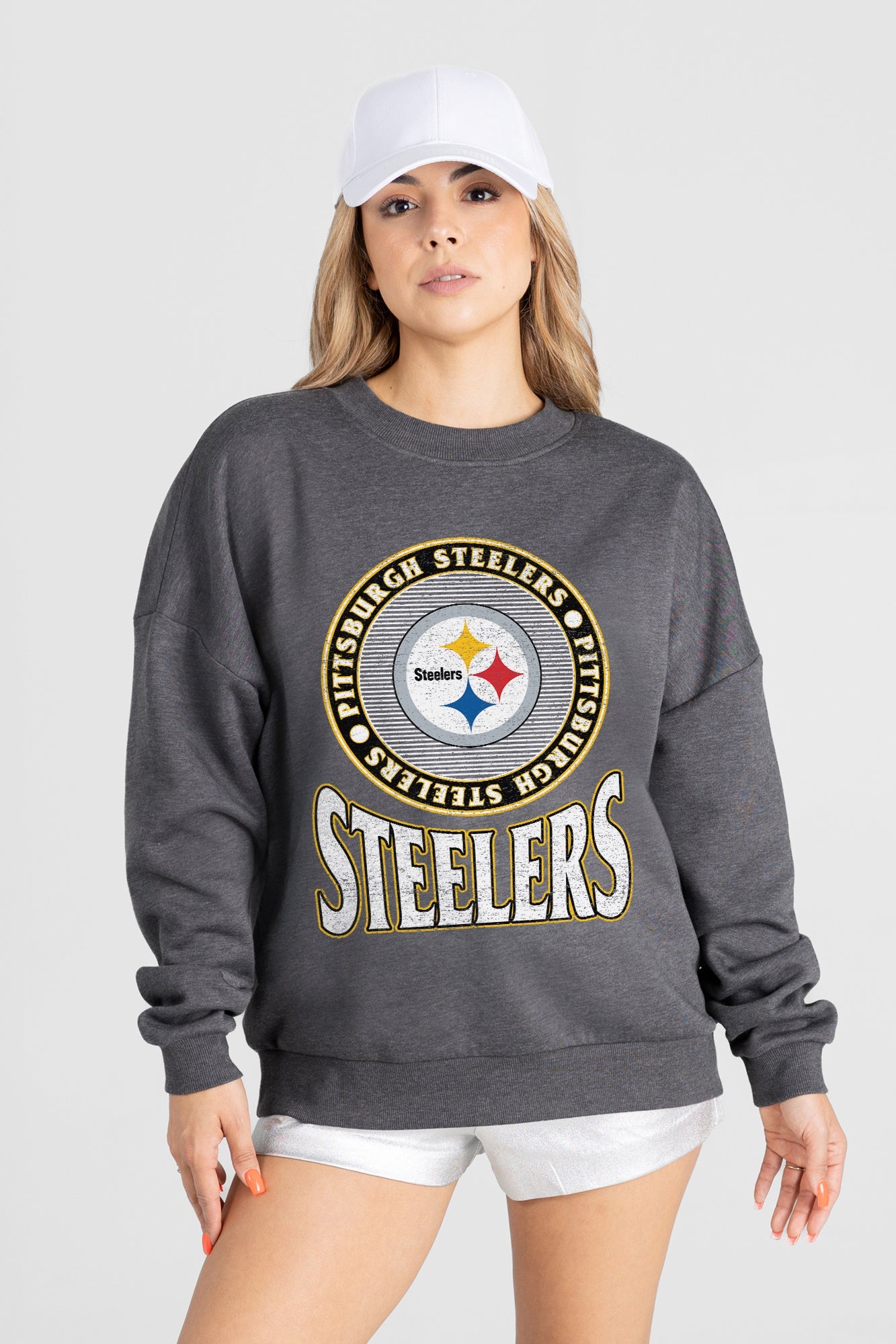 PITTSBURGH STEELERS SATURDAY SEAL PREMIUM FLEECE DROP SHOULDER CREWNECK PULLOVER