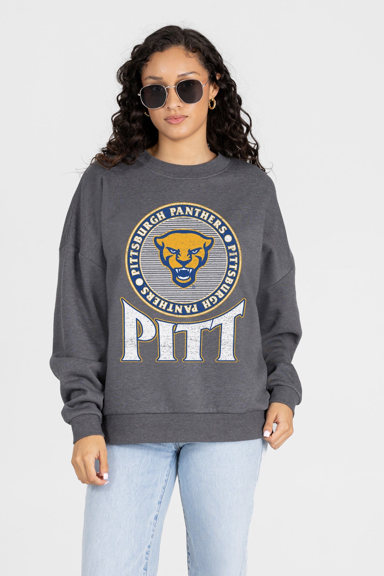 PITTSBURGH PANTHERS SATURDAY SEAL PREMIUM FLEECE DROP SHOULDER CREWNECK PULLOVER