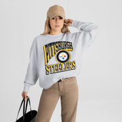 PITTSBURGH STEELERS GAME ON PREMIUM FLEECE DROP SHOULDER CREWNECK PULLOVER