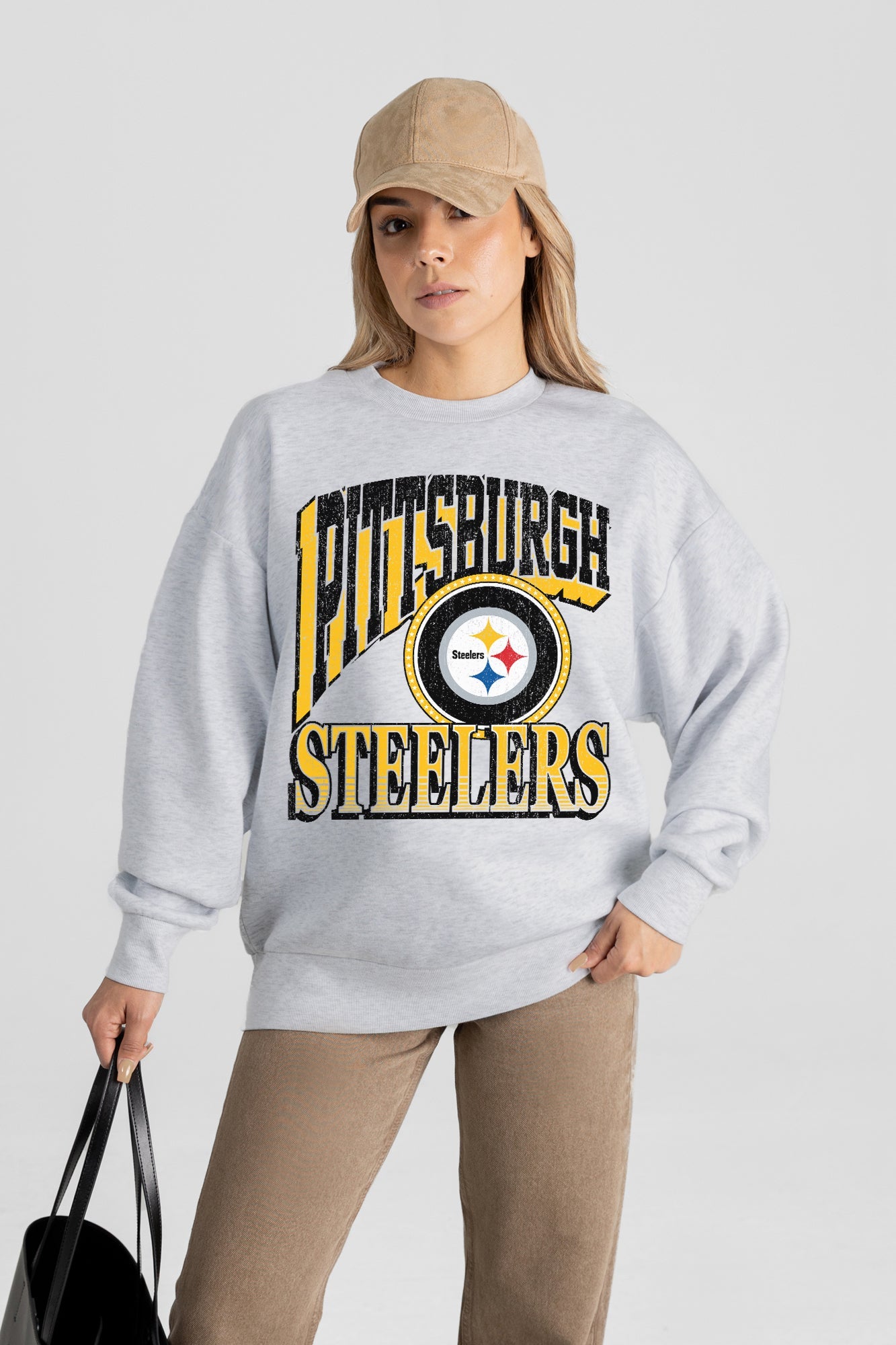 PITTSBURGH STEELERS GAME ON PREMIUM FLEECE DROP SHOULDER CREWNECK PULLOVER