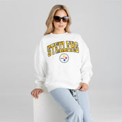 PITTSBURGH STEELERS SWEET PLAY PREMIUM FLEECE DROP SHOULDER CREWNECK PULLOVER
