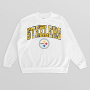 PITTSBURGH STEELERS SWEET PLAY PREMIUM FLEECE DROP SHOULDER CREWNECK PULLOVER