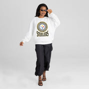 PITTSBURGH STEELERS ENDZONE PREMIUM FLEECE DROP SHOULDER CREWNECK PULLOVER