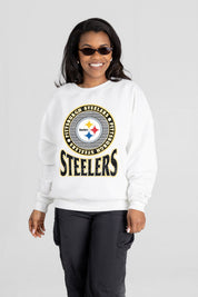 PITTSBURGH STEELERS ENDZONE PREMIUM FLEECE DROP SHOULDER CREWNECK PULLOVER