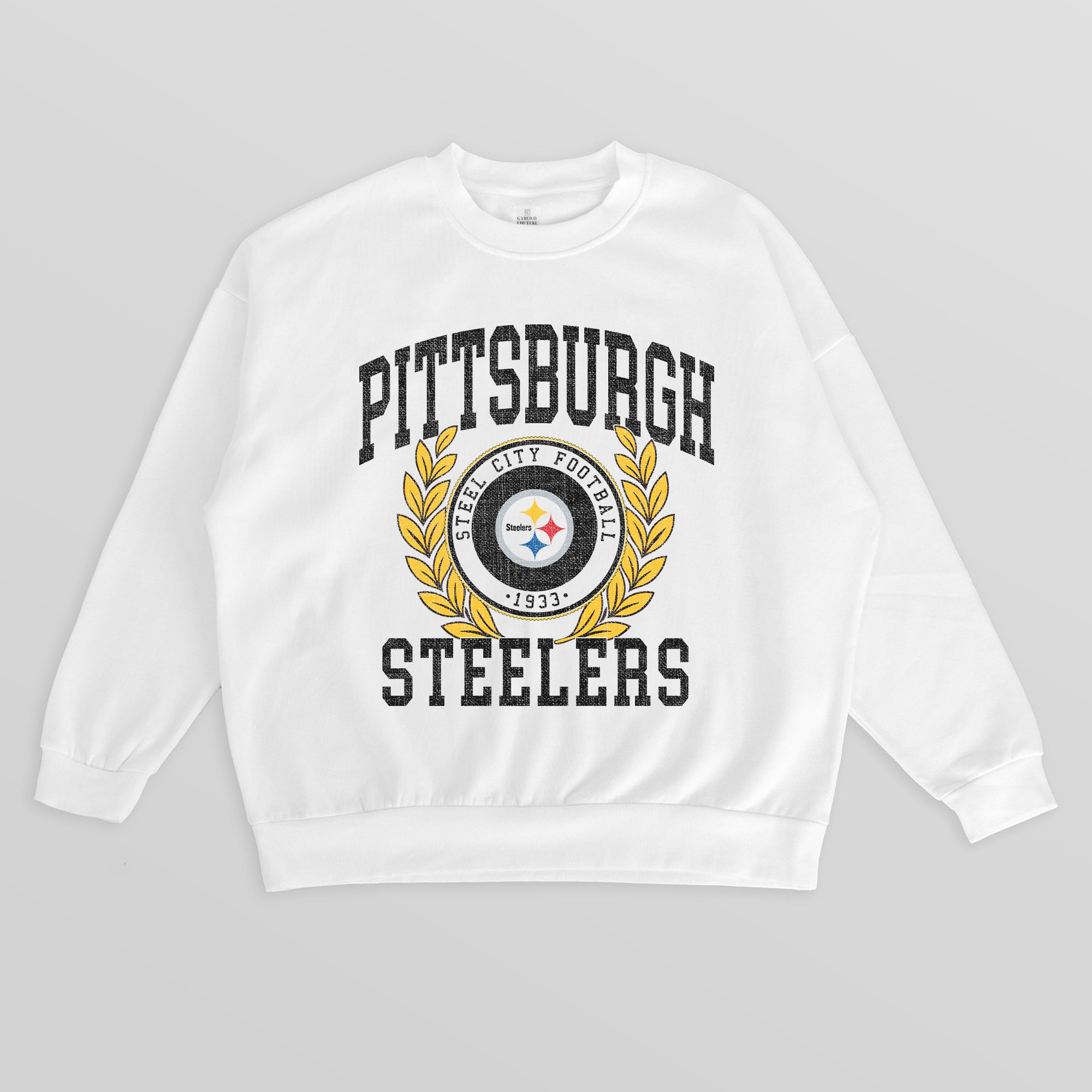 PITTSBURGH STEELERS GOLD STANDARD PREMIUM FLEECE DROP SHOULDER CREWNECK PULLOVER