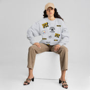 PITTSBURGH STEELERS ALL IN REPEAT PREMIUM FLEECE DROP SHOULDER CREWNECK PULLOVER