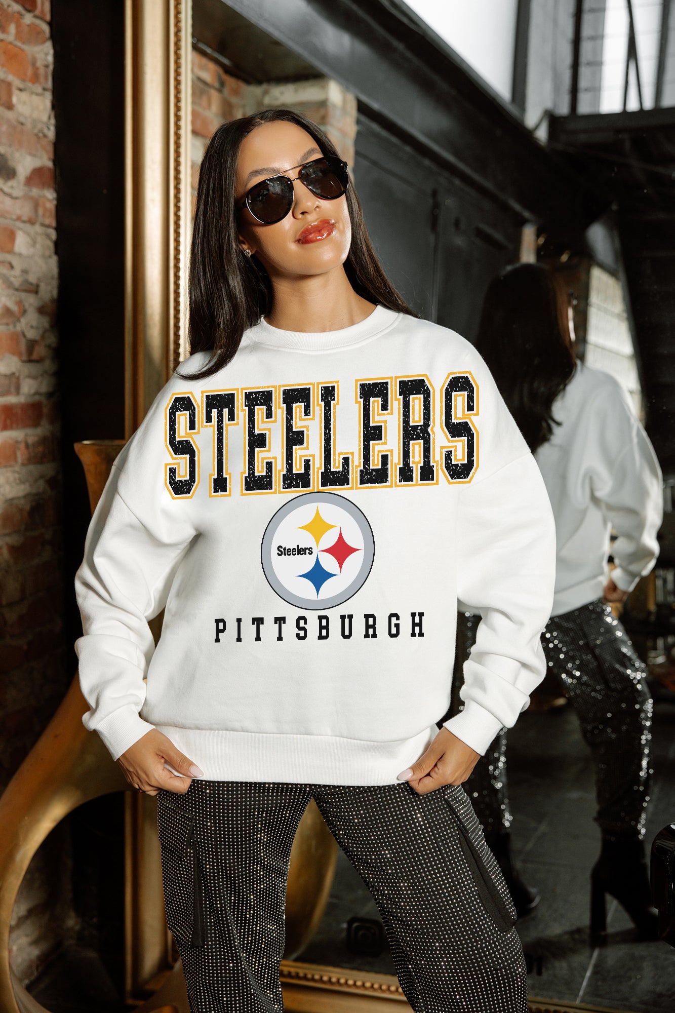 PITTSBURGH STEELERS Sunday Drives Fleece Crewneck Pullover