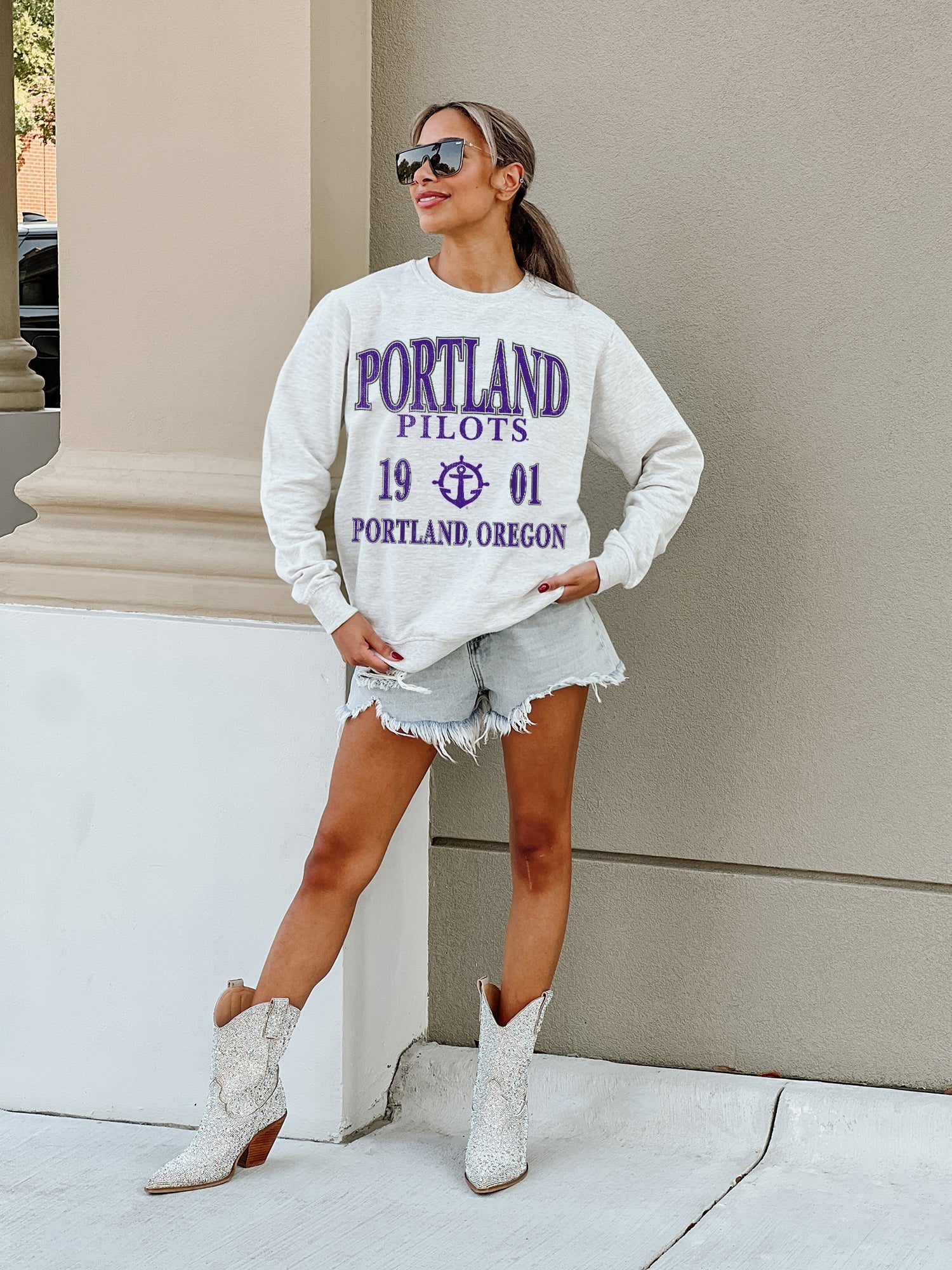 PORTLAND PILOTS ALLEGIANCE PREMIUM FLEECE DROP SHOULDER CREWNECK PULLOVER