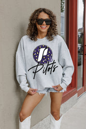 Ash Grey Portland Pilots Going Wild Fleece Drop-Shoulder Pullover - Front On-Model Styled Look | Gameday Couture - SOHO