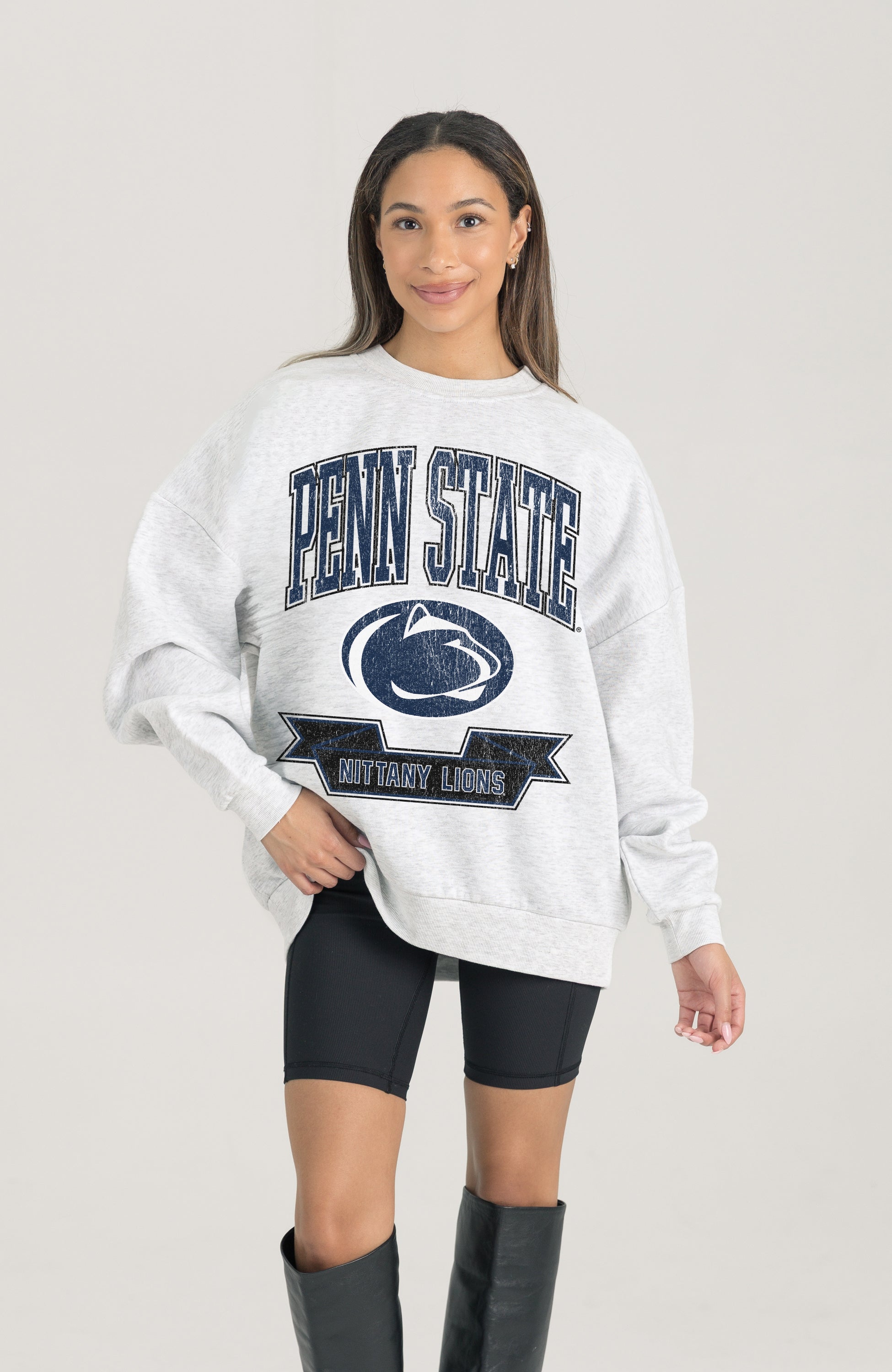 PENN STATE NITTANY LIONS HERITAGE PREMIUM FLEECE DROP SHOULDER CREWNECK PULLOVER