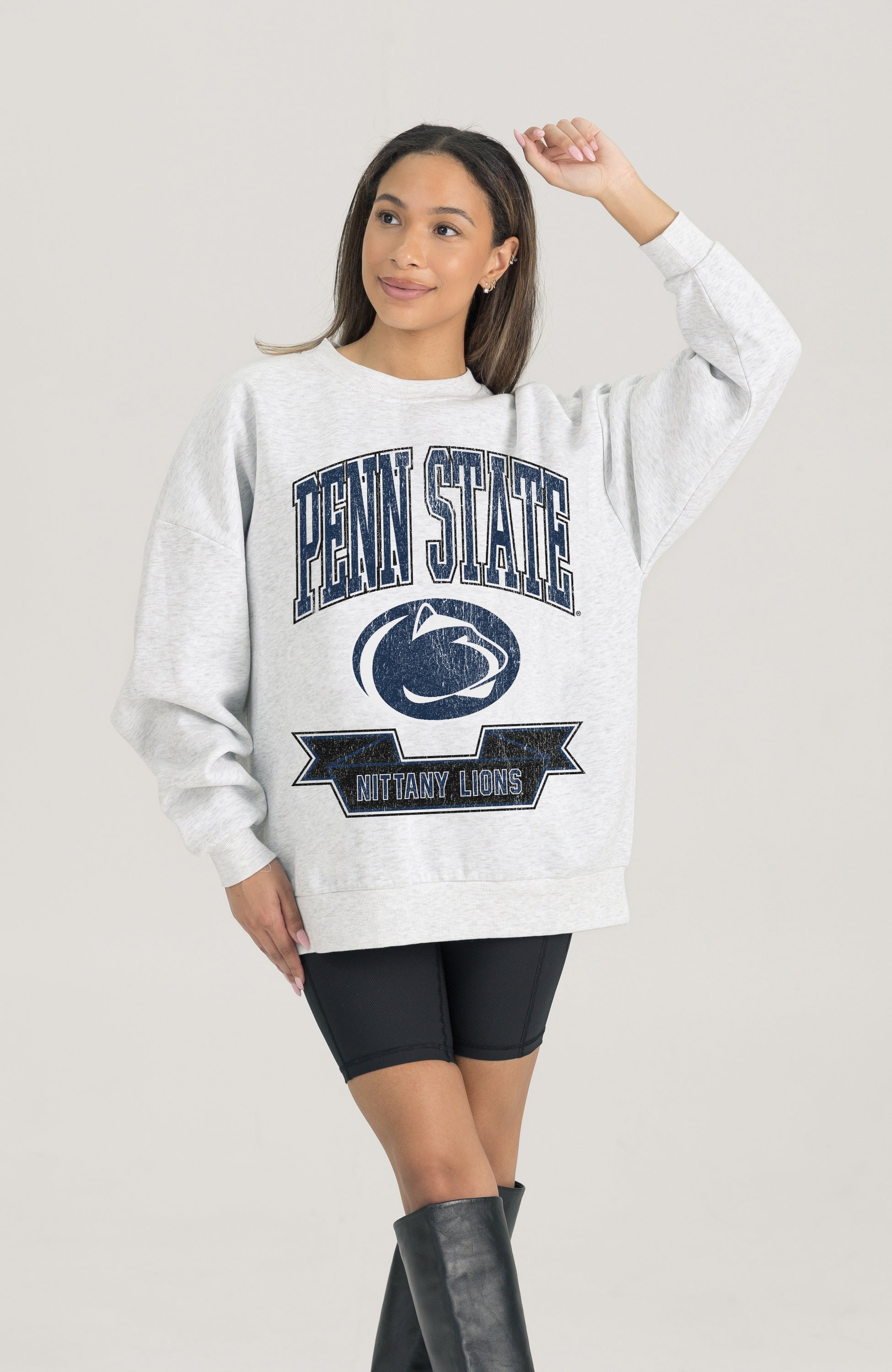 PENN STATE NITTANY LIONS HERITAGE PREMIUM FLEECE DROP SHOULDER CREWNECK PULLOVER