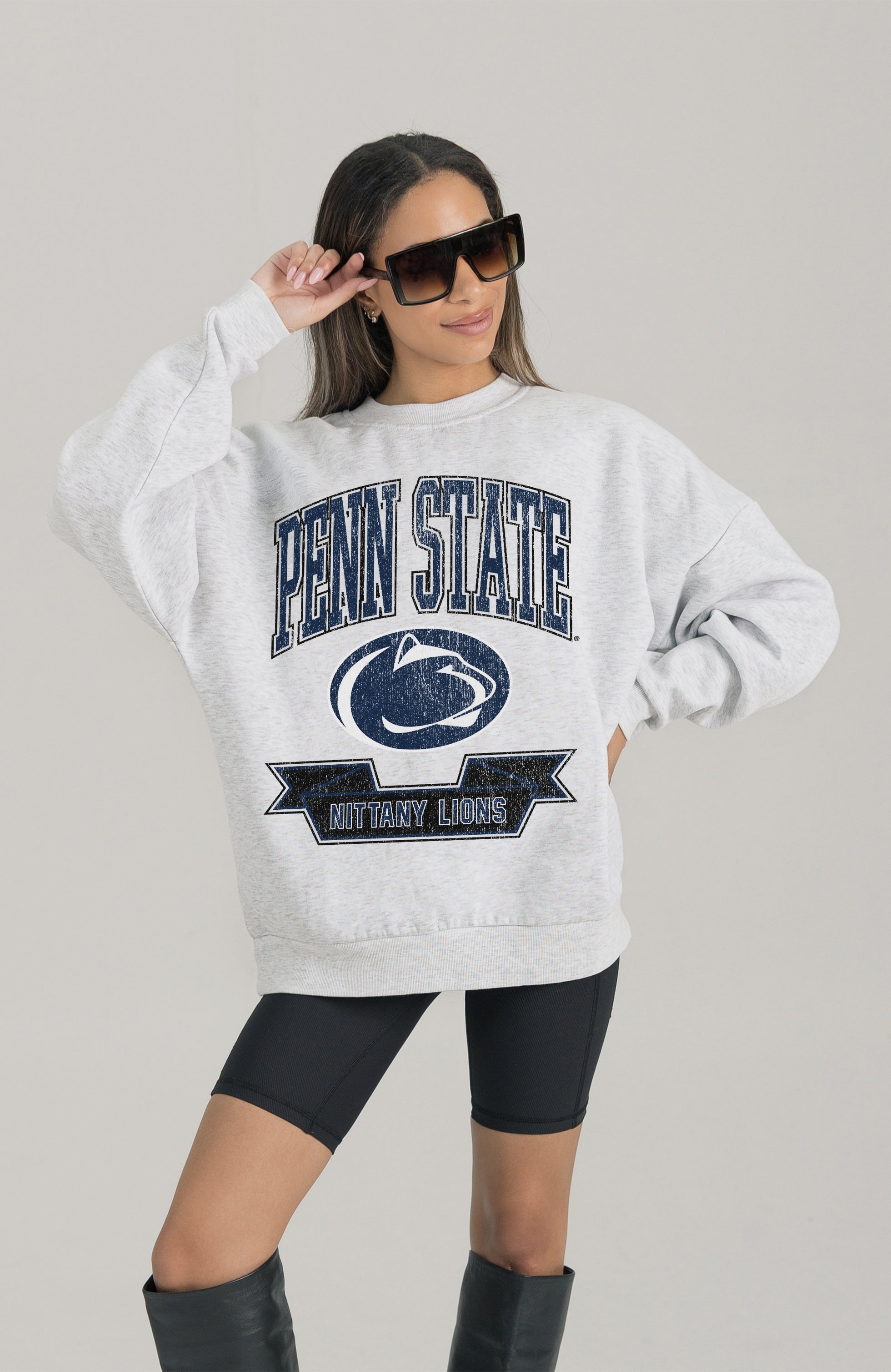 PENN STATE NITTANY LIONS HERITAGE PREMIUM FLEECE DROP SHOULDER CREWNECK PULLOVER