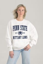 PENN STATE NITTANY LIONS TIMELESS TRIUMPH PREMIUM FLEECE DROP SHOULDER CREWNECK PULLOVER