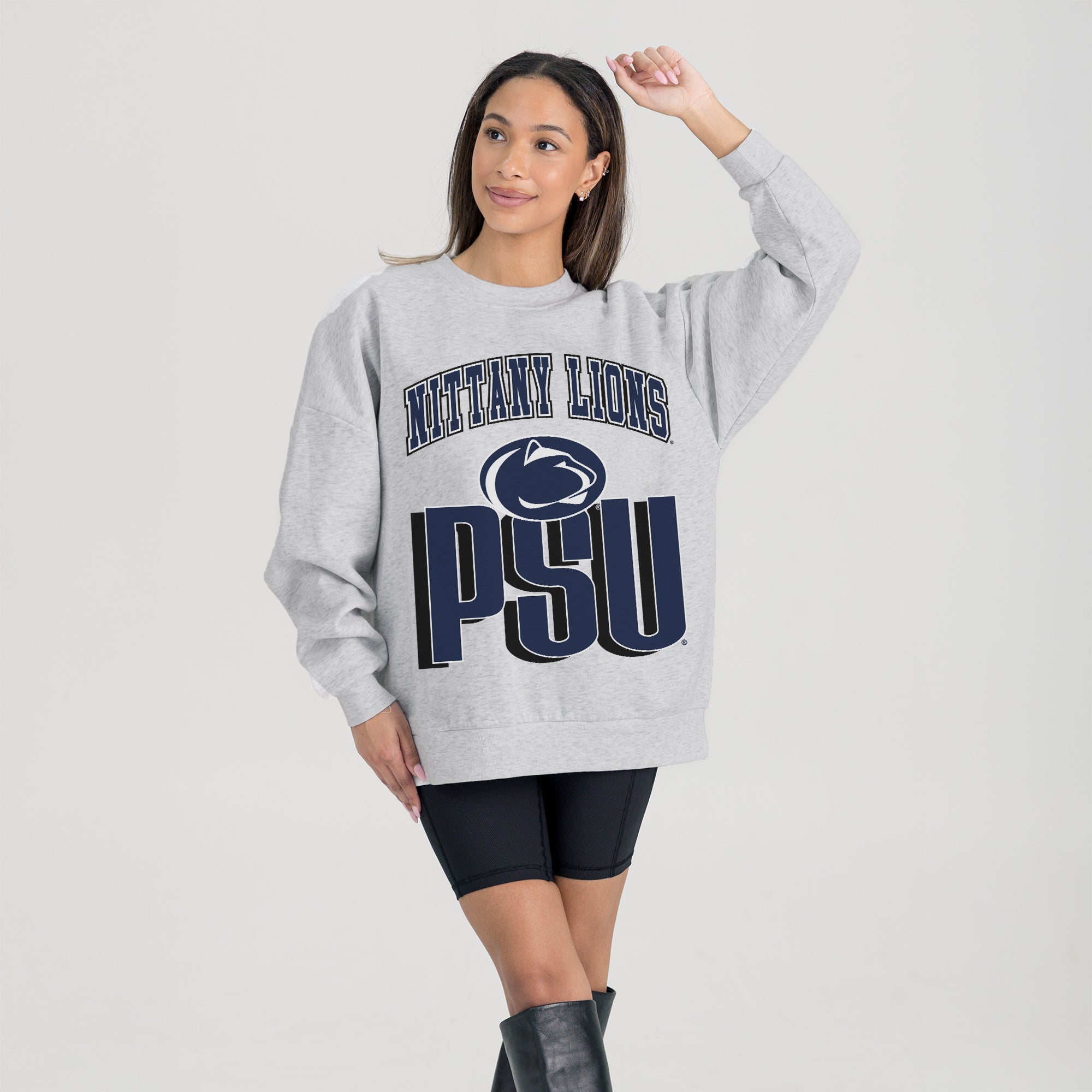 PENN STATE NITTANY LIONS FIERCE FOCUS PREMIUM FLEECE DROP SHOULDER CREWNECK PULLOVER
