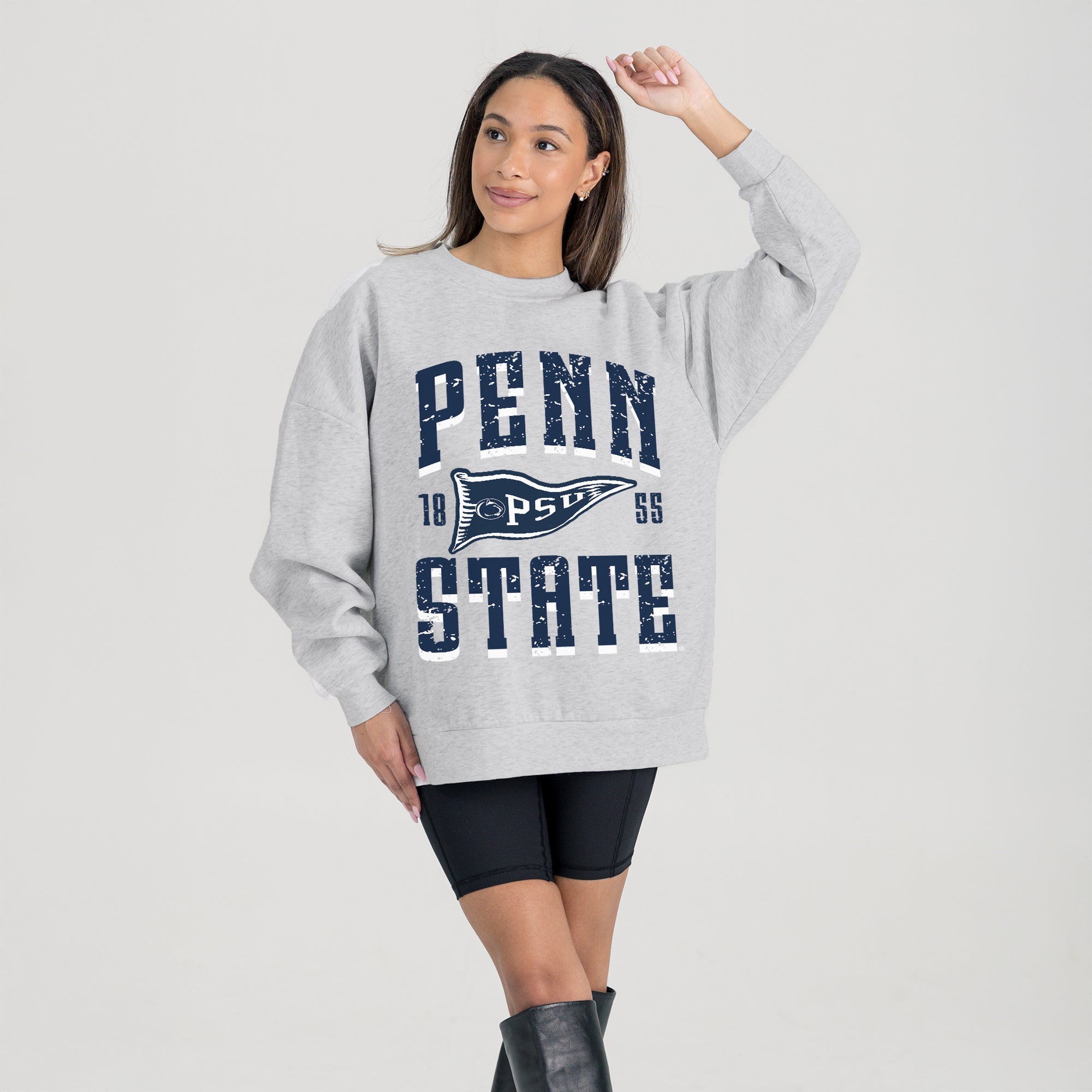 PENN STATE NITTANY LIONS PENNANT PRIDE PREMIUM FLEECE DROP SHOULDER CREWNECK PULLOVER