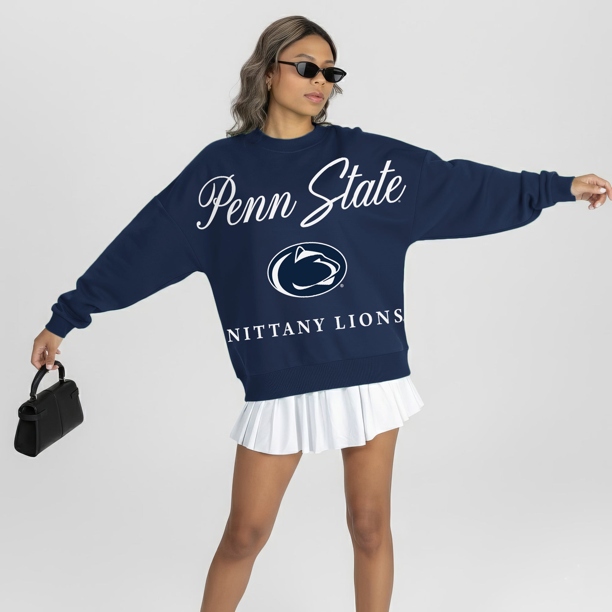 PENN STATE NITTANY LIONS LEGACY CLUB PREMIUM FLEECE DROP SHOULDER CREWNECK PULLOVER