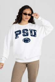 PENN STATE NITTANY LIONS SWEET PLAY PREMIUM FLEECE DROP SHOULDER CREWNECK PULLOVER