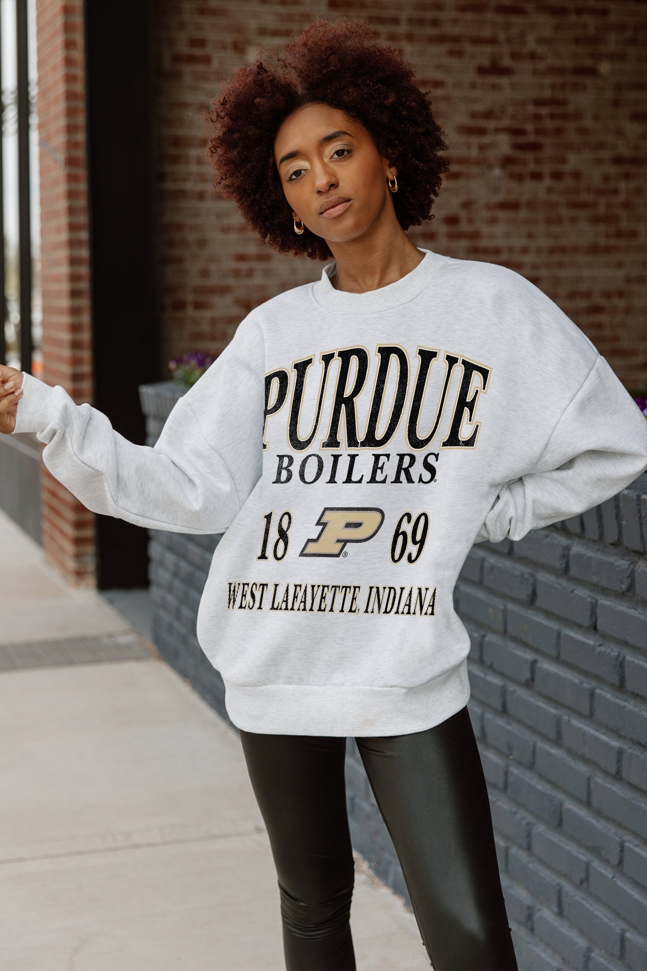 PURDUE BOILERMAKERS ALLEGIANCE PREMIUM FLEECE DROP SHOULDER CREWNECK PULLOVER
