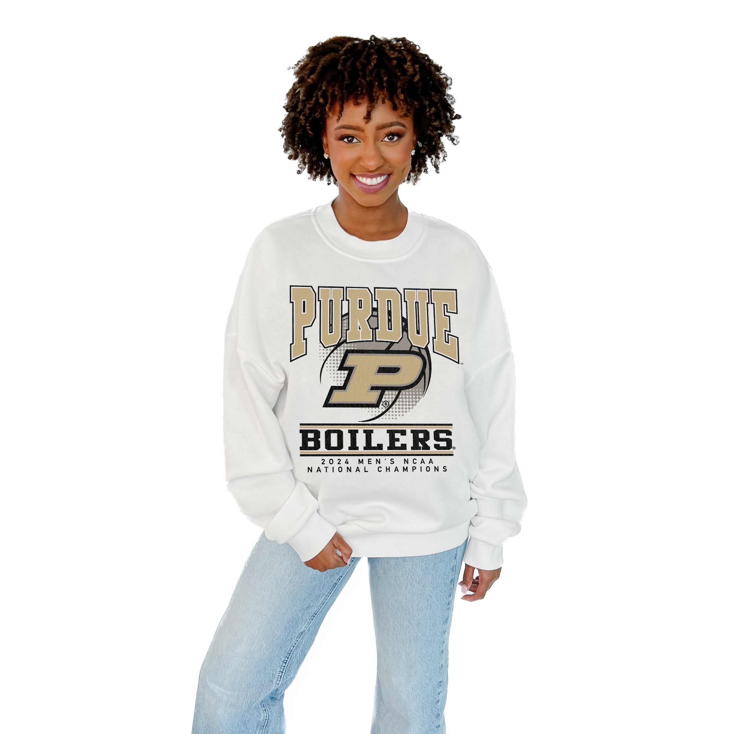 PURDUE BOILERMAKERS REBOUND PREMIUM FLEECE DROP SHOULDER CREWNECK PULLOVER