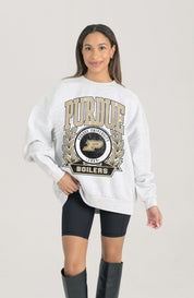 PURDUE BOILERMAKERS HERITAGE PREMIUM FLEECE DROP SHOULDER CREWNECK PULLOVER