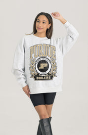 PURDUE BOILERMAKERS HERITAGE PREMIUM FLEECE DROP SHOULDER CREWNECK PULLOVER