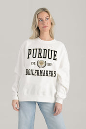 PURDUE BOILERMAKERS TIMELESS TRIUMPH PREMIUM FLEECE DROP SHOULDER CREWNECK PULLOVER