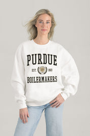 PURDUE BOILERMAKERS TIMELESS TRIUMPH PREMIUM FLEECE DROP SHOULDER CREWNECK PULLOVER