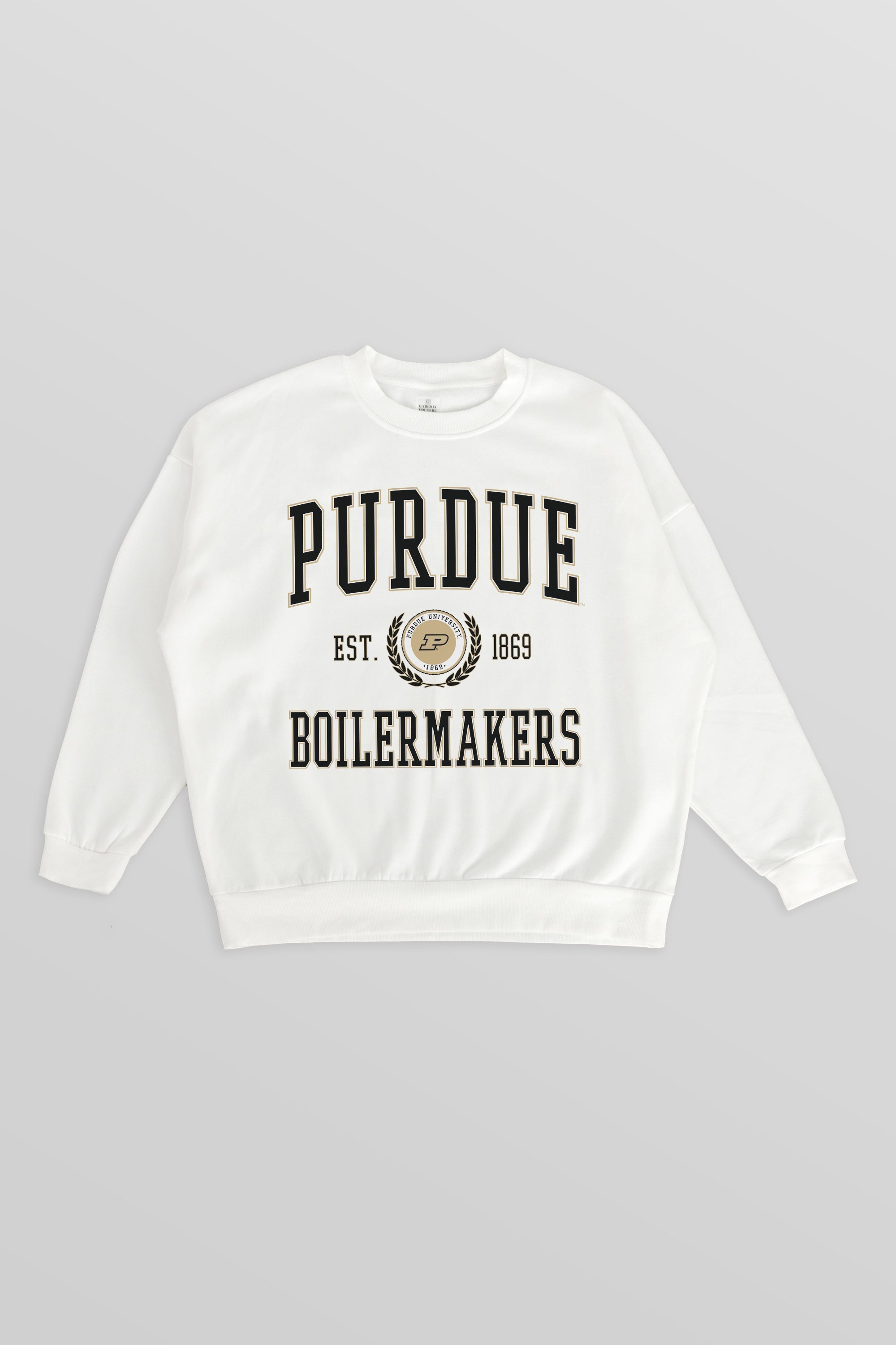 PURDUE BOILERMAKERS TIMELESS TRIUMPH PREMIUM FLEECE DROP SHOULDER CREWNECK PULLOVER