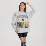 PURDUE BOILERMAKERS FIERCE FOCUS PREMIUM FLEECE DROP SHOULDER CREWNECK PULLOVER