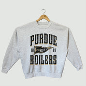 PURDUE BOILERMAKERS PENNANT PRIDE PREMIUM FLEECE DROP SHOULDER CREWNECK PULLOVER