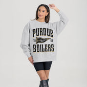 PURDUE BOILERMAKERS PENNANT PRIDE PREMIUM FLEECE DROP SHOULDER CREWNECK PULLOVER