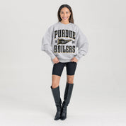 PURDUE BOILERMAKERS PENNANT PRIDE PREMIUM FLEECE DROP SHOULDER CREWNECK PULLOVER