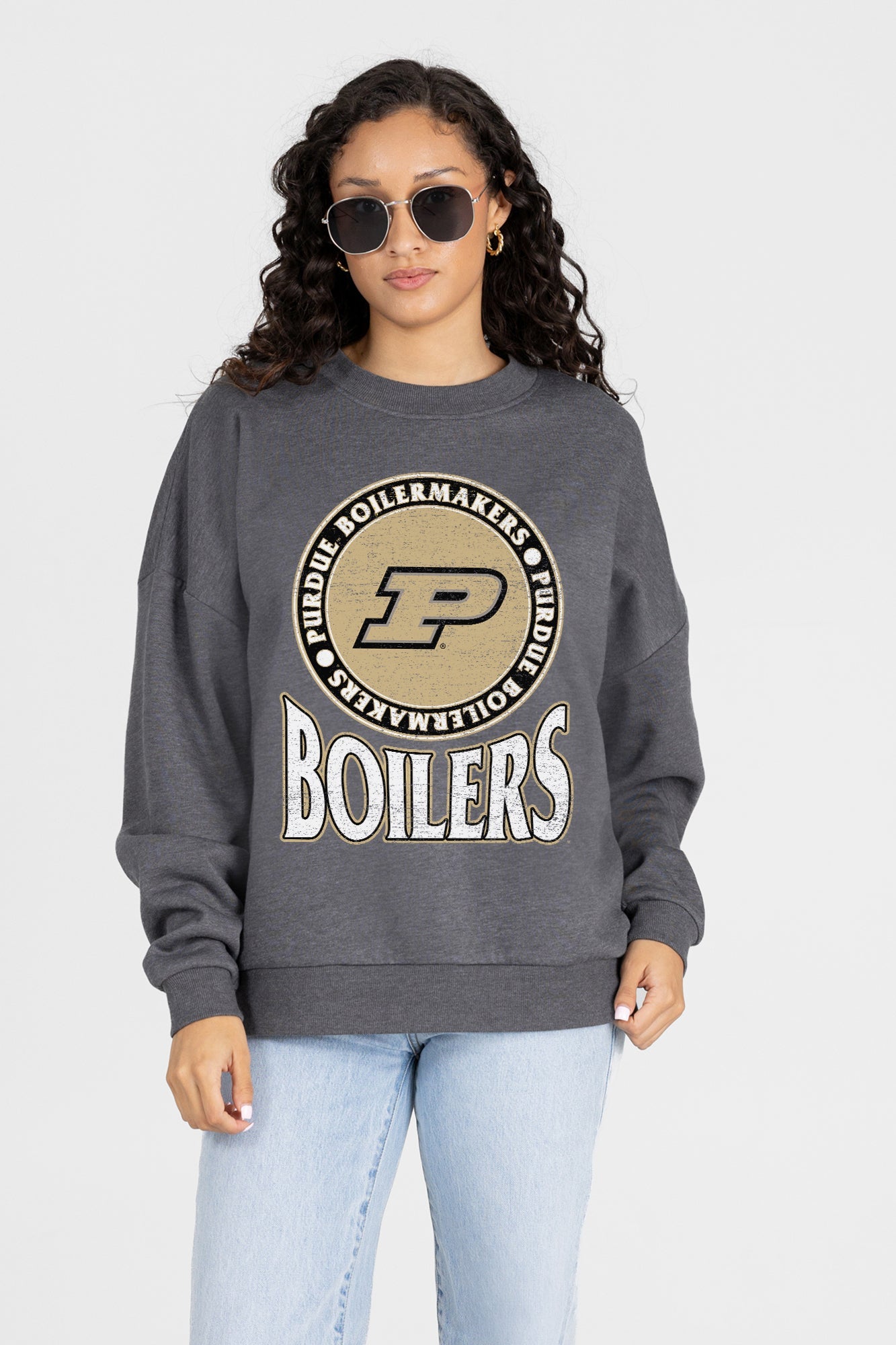 PURDUE BOILERMAKERS SATURDAY SEAL PREMIUM FLEECE DROP SHOULDER CREWNECK PULLOVER