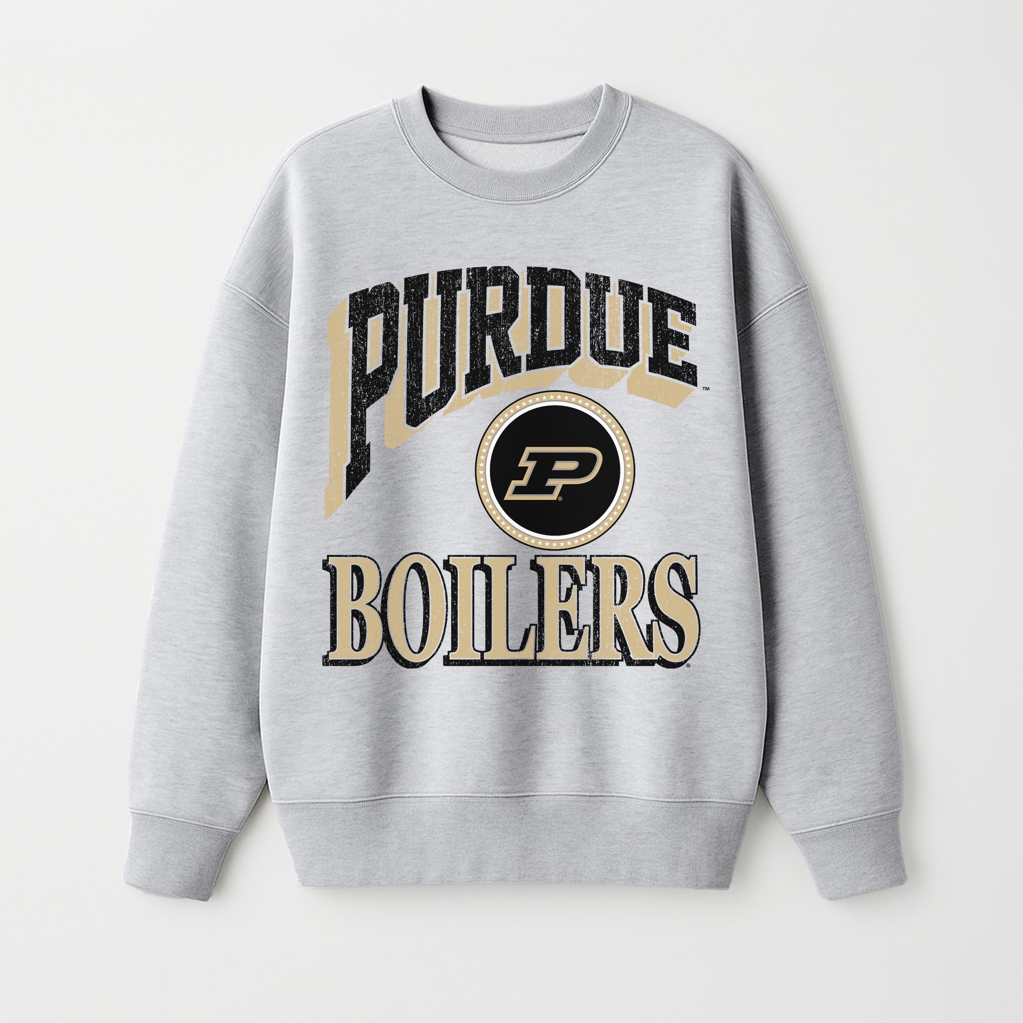 PURDUE BOILERMAKERS GAME ON PREMIUM FLEECE DROP SHOULDER CREWNECK PULLOVER