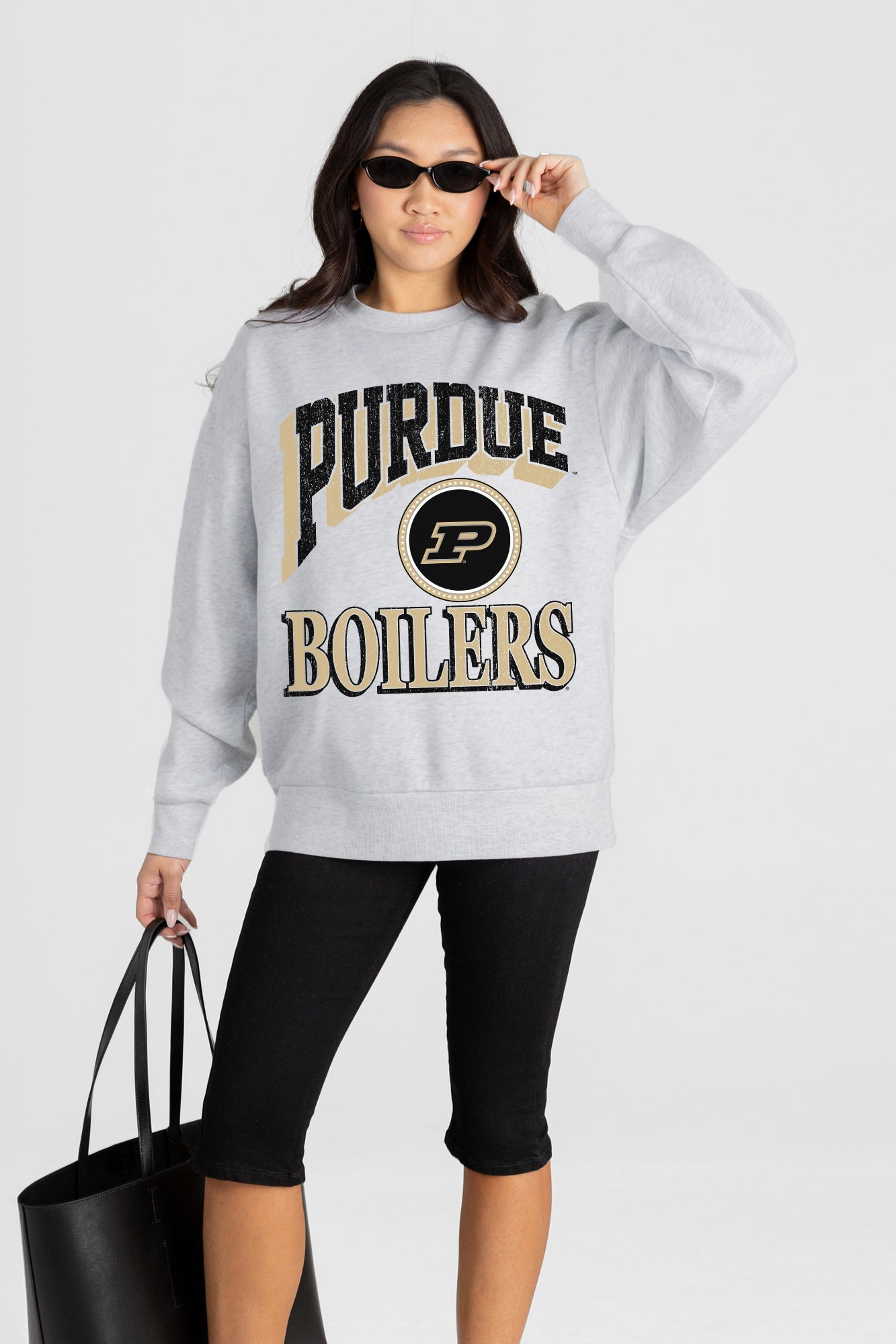 PURDUE BOILERMAKERS GAME ON PREMIUM FLEECE DROP SHOULDER CREWNECK PULLOVER