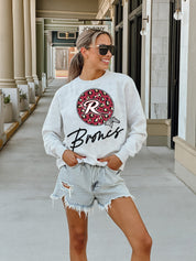 RIDER BRONCOS GOING WILD PREMIUM FLEECE DROP SHOULDER CREWNECK PULLOVER