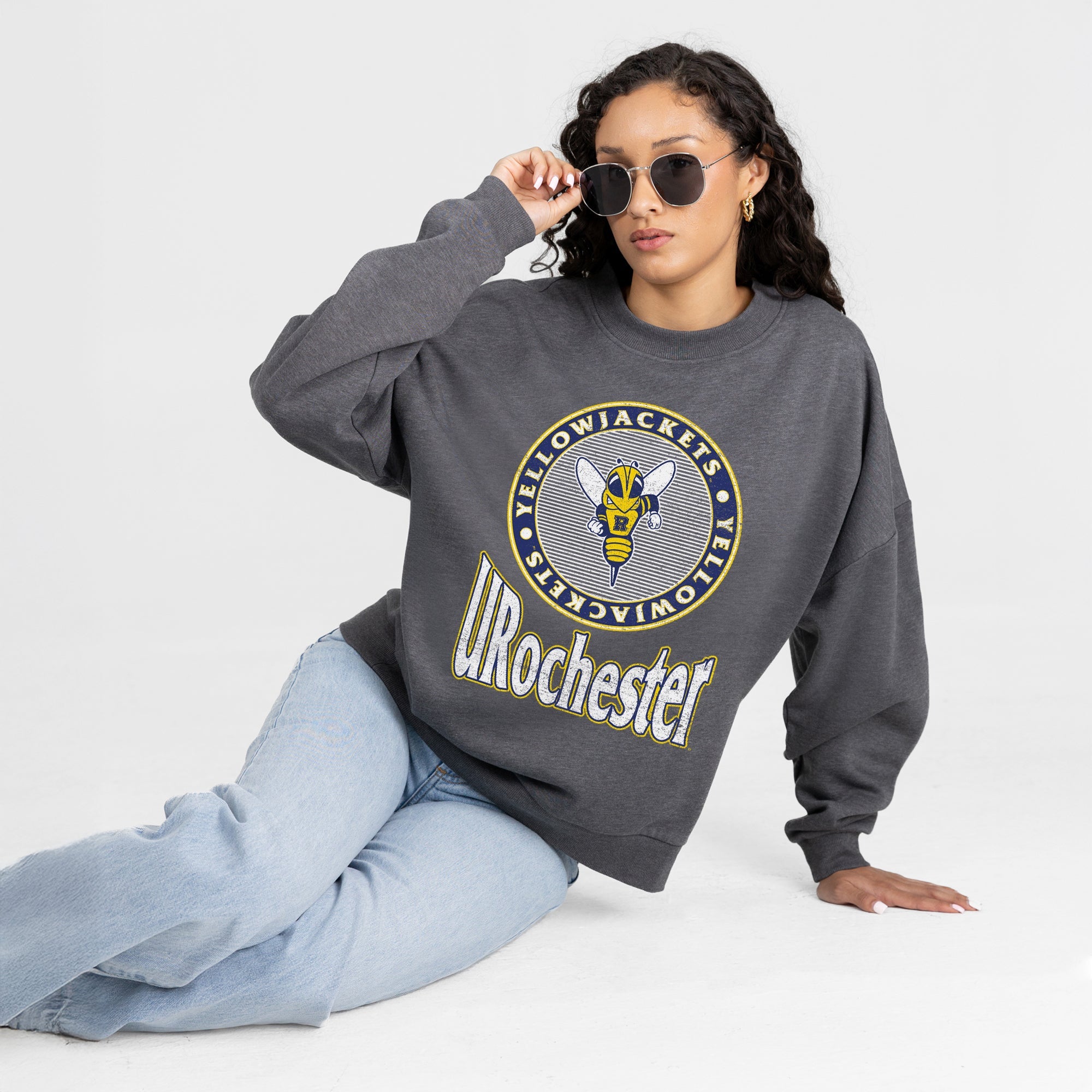 ROCHESTER YELLOWJACKETS SATURDAY SEAL PREMIUM FLEECE DROP SHOULDER CREWNECK PULLOVER