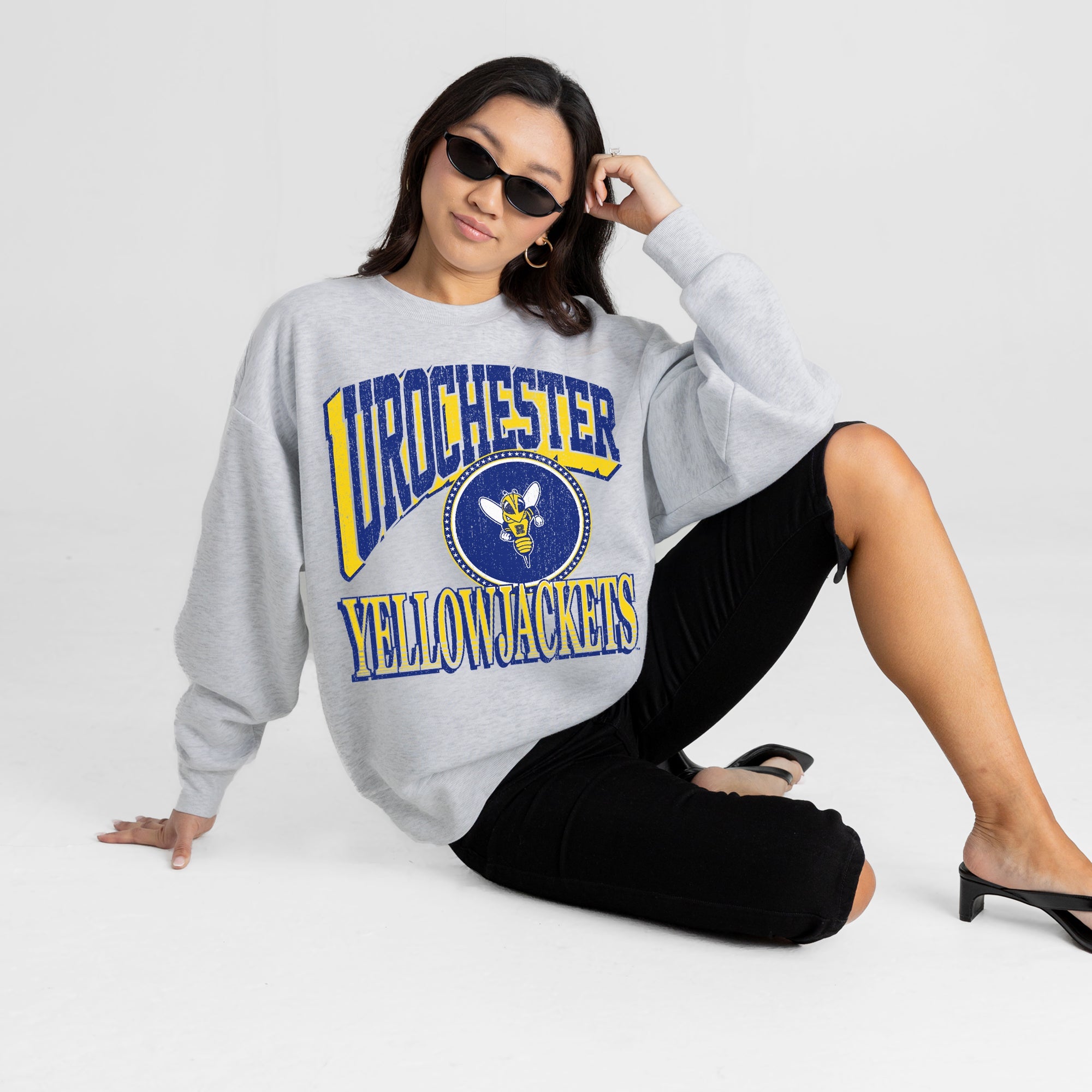 ROCHESTER YELLOWJACKETS GAME ON PREMIUM FLEECE DROP SHOULDER CREWNECK PULLOVER