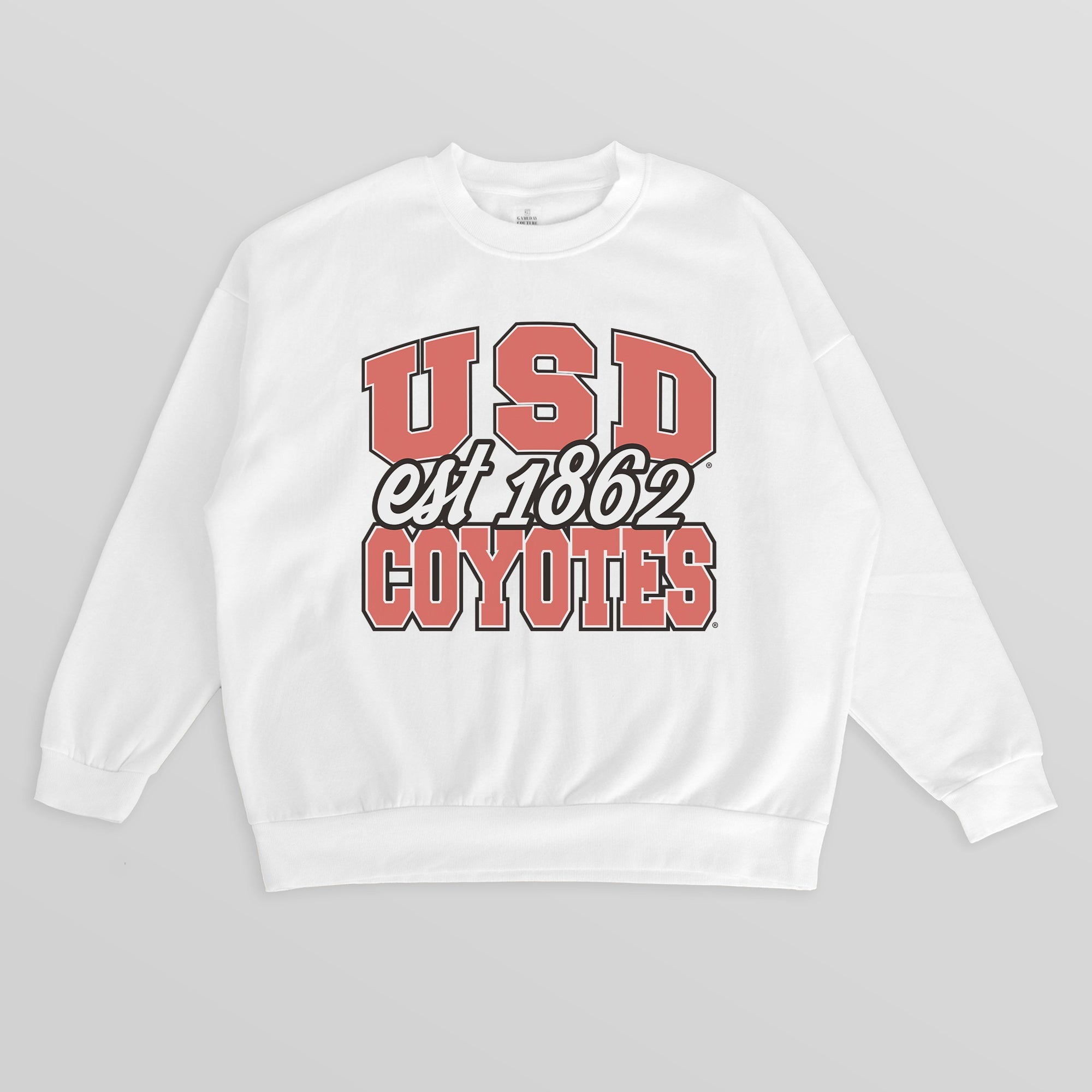 SOUTH DAKOTA COYOTES FADED FORMATION PREMIUM FLEECE DROP SHOULDER CREWNECK PULLOVER