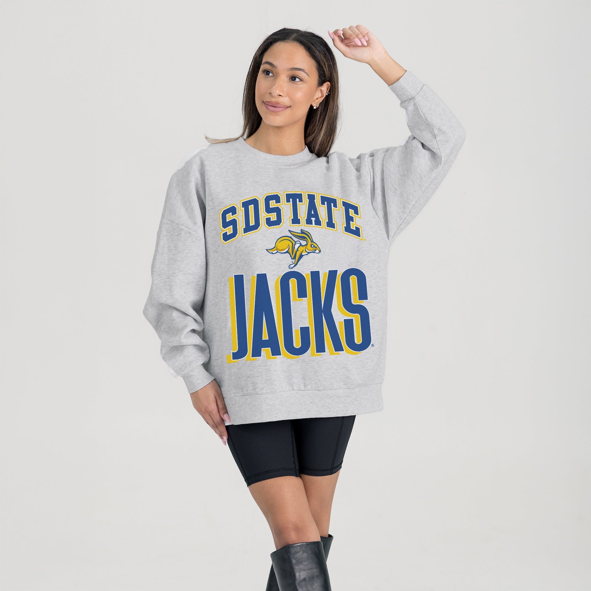 SOUTH DAKOTA STATE JACKRABBITS FIERCE FOCUS PREMIUM FLEECE DROP SHOULDER CREWNECK PULLOVER