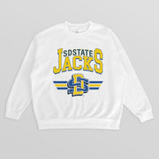 SOUTH DAKOTA STATE JACKRABBITS SWIFT STRIKE PREMIUM FLEECE DROP SHOULDER CREWNECK PULLOVER
