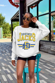 SOUTH DAKOTA STATE JACKRABBITS SWIFT STRIKE PREMIUM FLEECE DROP SHOULDER CREWNECK PULLOVER