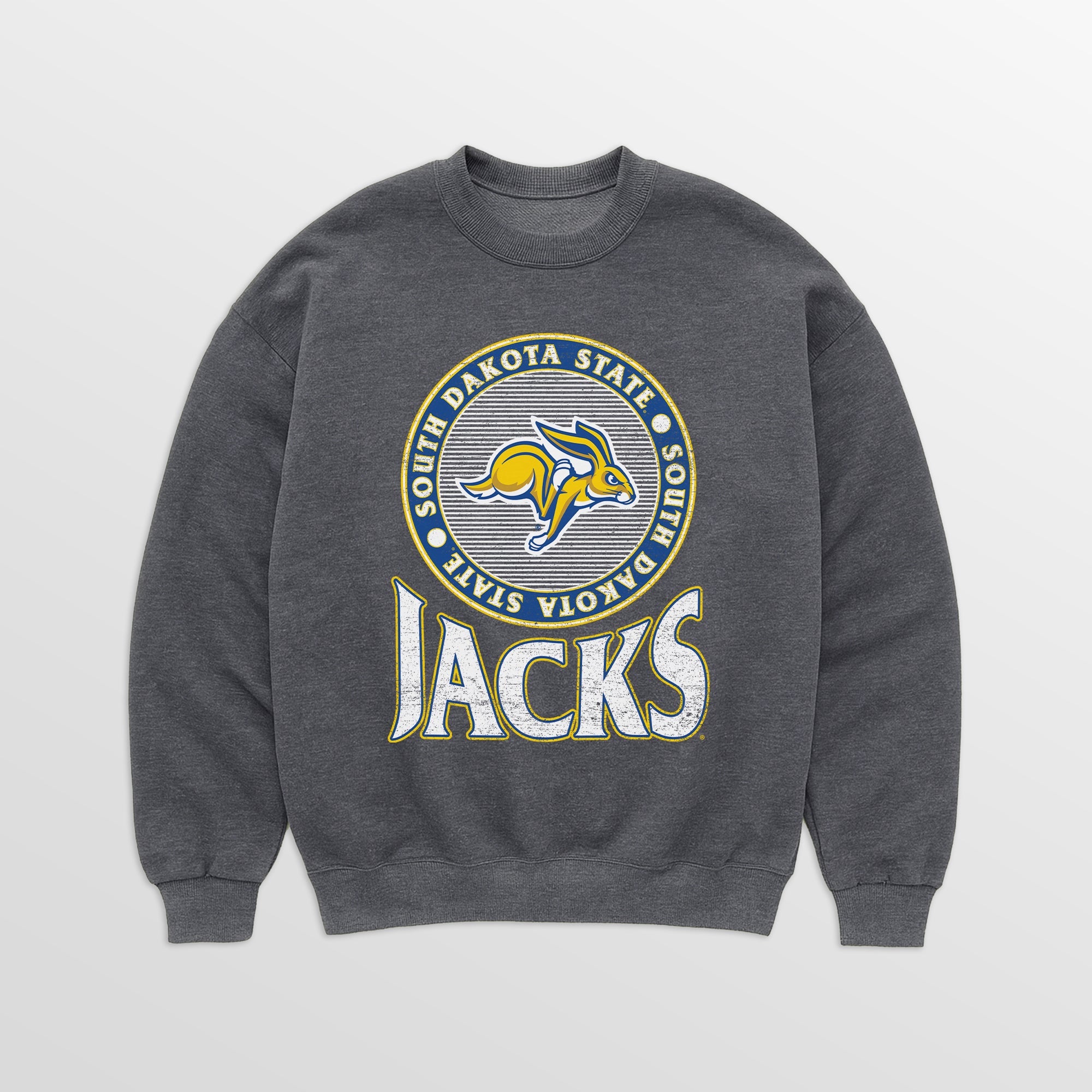 SOUTH DAKOTA STATE JACKRABBITS SATURDAY SEAL PREMIUM FLEECE DROP SHOULDER CREWNECK PULLOVER