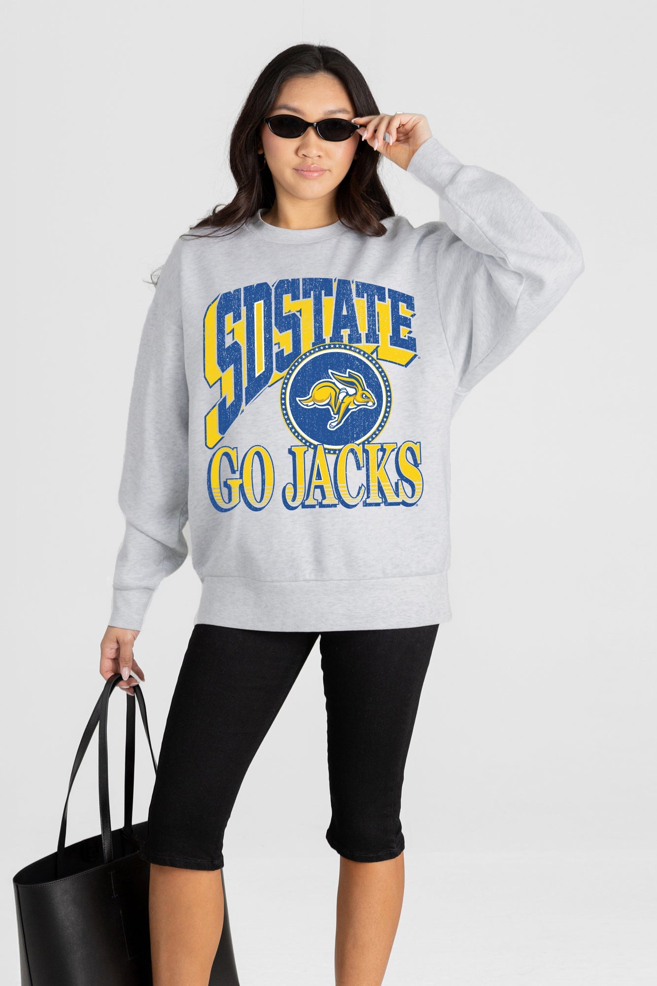 SOUTH DAKOTA STATE JACKRABBITS GAME ON PREMIUM FLEECE DROP SHOULDER CREWNECK PULLOVER
