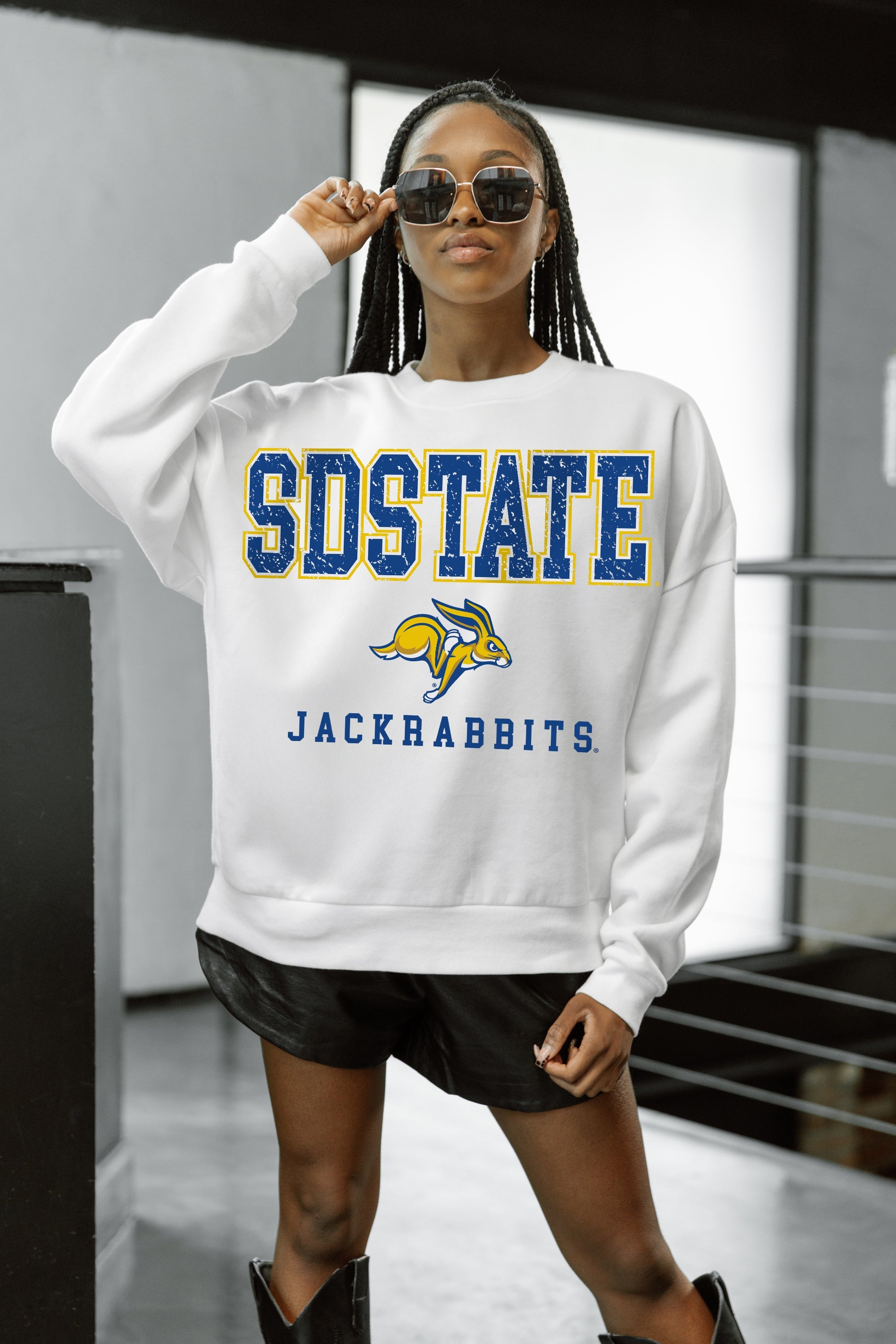 SOUTH DAKOTA STATE JACKRABBITS FREESTYLE PREMIUM FLEECE CREWNECK PULLOVER