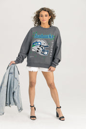 SEATTLE SEAHAWKS READY TO RUMBLE PREMIUM FLEECE DROP SHOULDER CREWNECK PULLOVER