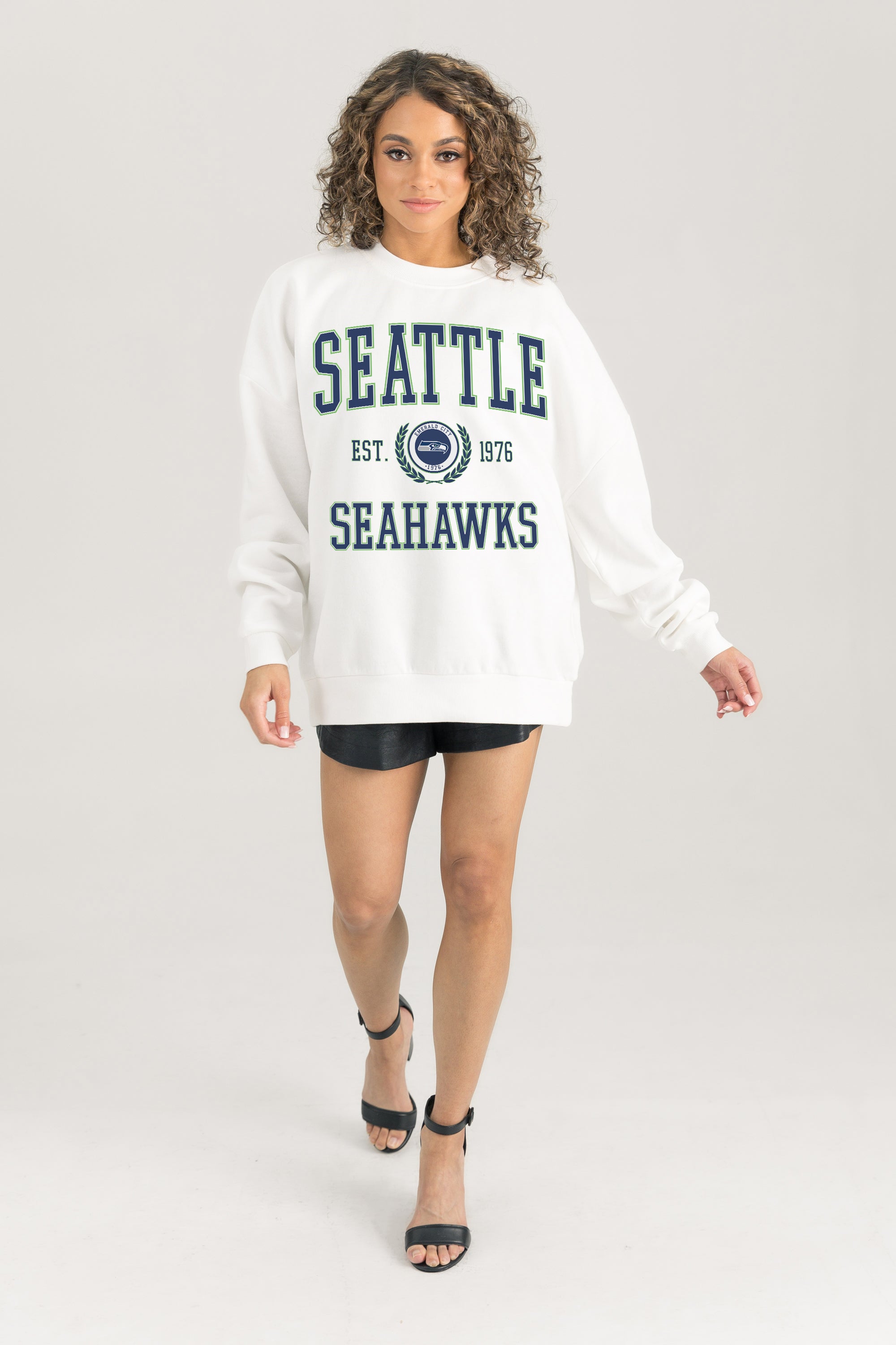 gameday couture SEATTLE SEAHAWKS Timeless Triumph Fleece Crewneck